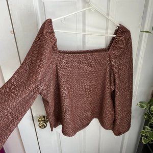 Madewell, Jacquard Puff-Sleeve Crop Top, Size XL